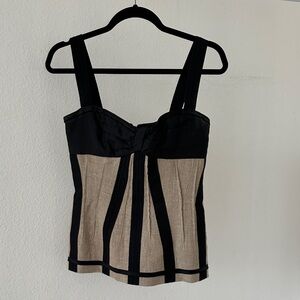 D&G Vintage Black and Tan Striped Corset Blouse - size 42